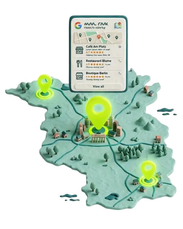 Local SEO Brandenburg und Berlin – Karte mit Google Local Pack Ergebnissen