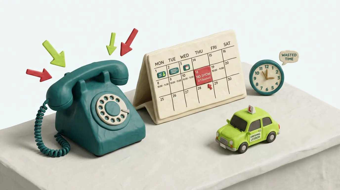 Fahrschule – tägliche Terminkoordination per Telefon, leere Fahrstunden durch Terminausfälle
