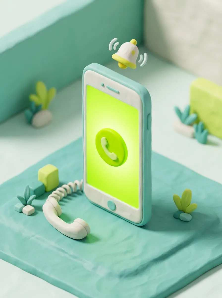 Clay 3D Render: Smartphone mit Click-to-Call für Handwerkerbetriebe — AD-BASE Agency
