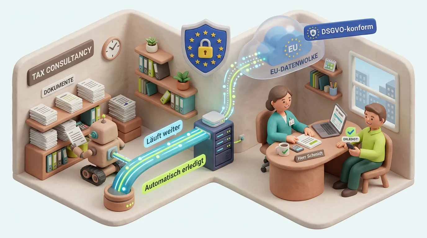 Steuerkanzlei nach Automatisierung – Mitarbeiter arbeiten an Beratung statt Verwaltung