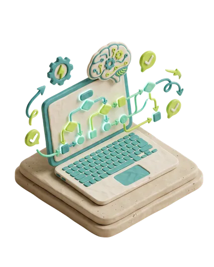 KI Beratung kleine Unternehmen – Prozessautomatisierung mit n8n, Workflow-Diagramm auf Laptop