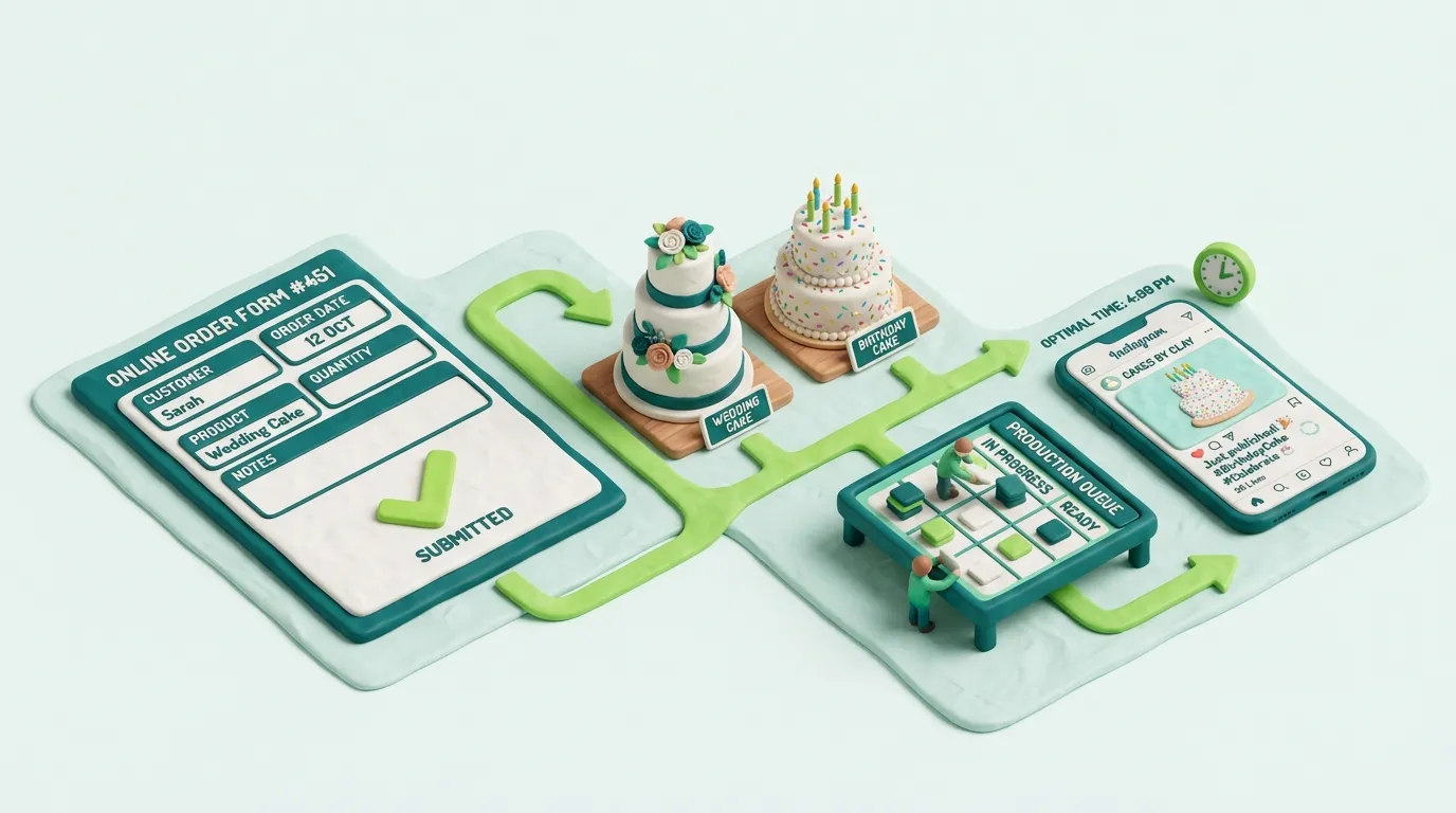 KI Bestellformular und Social-Media-Automatisierung für Bäckerei und Konditorei