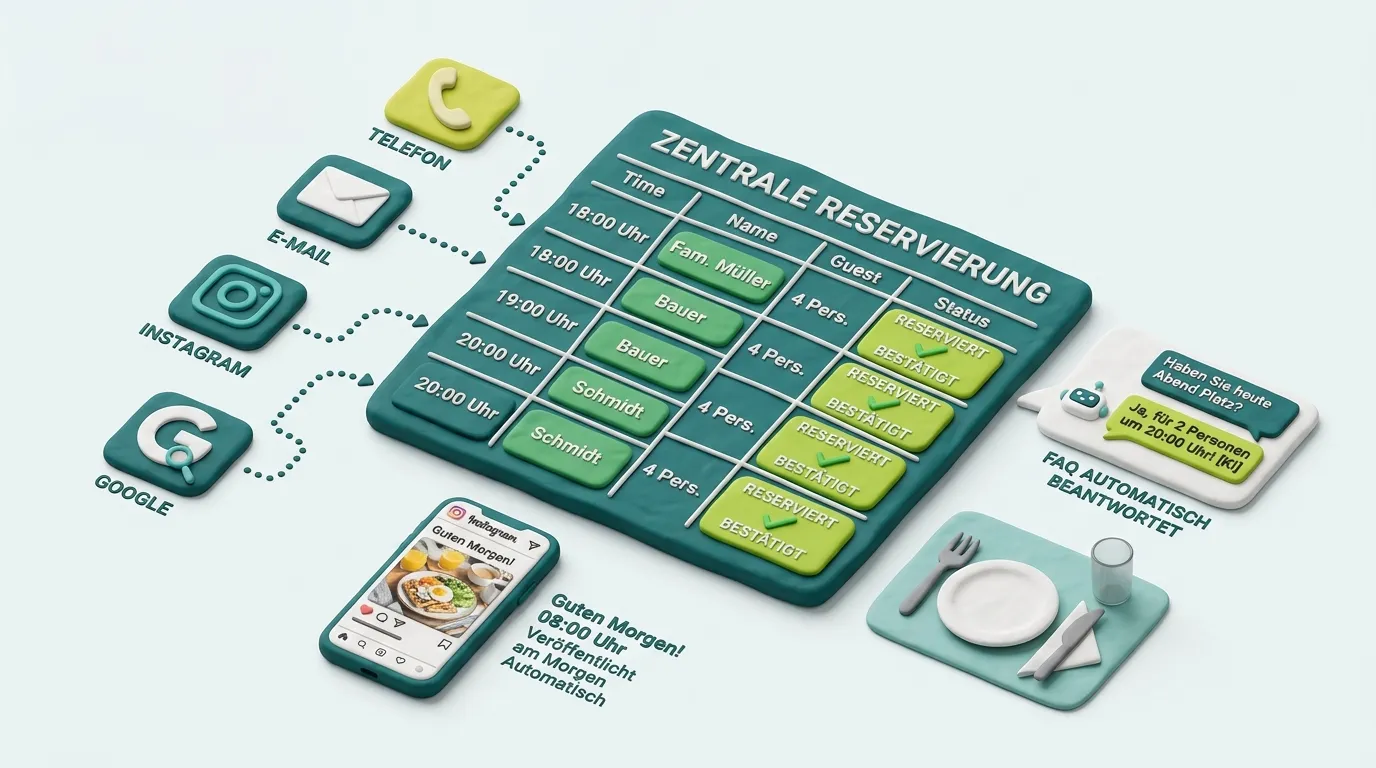 KI Reservierungsautomatisierung und Social Media für Restaurant