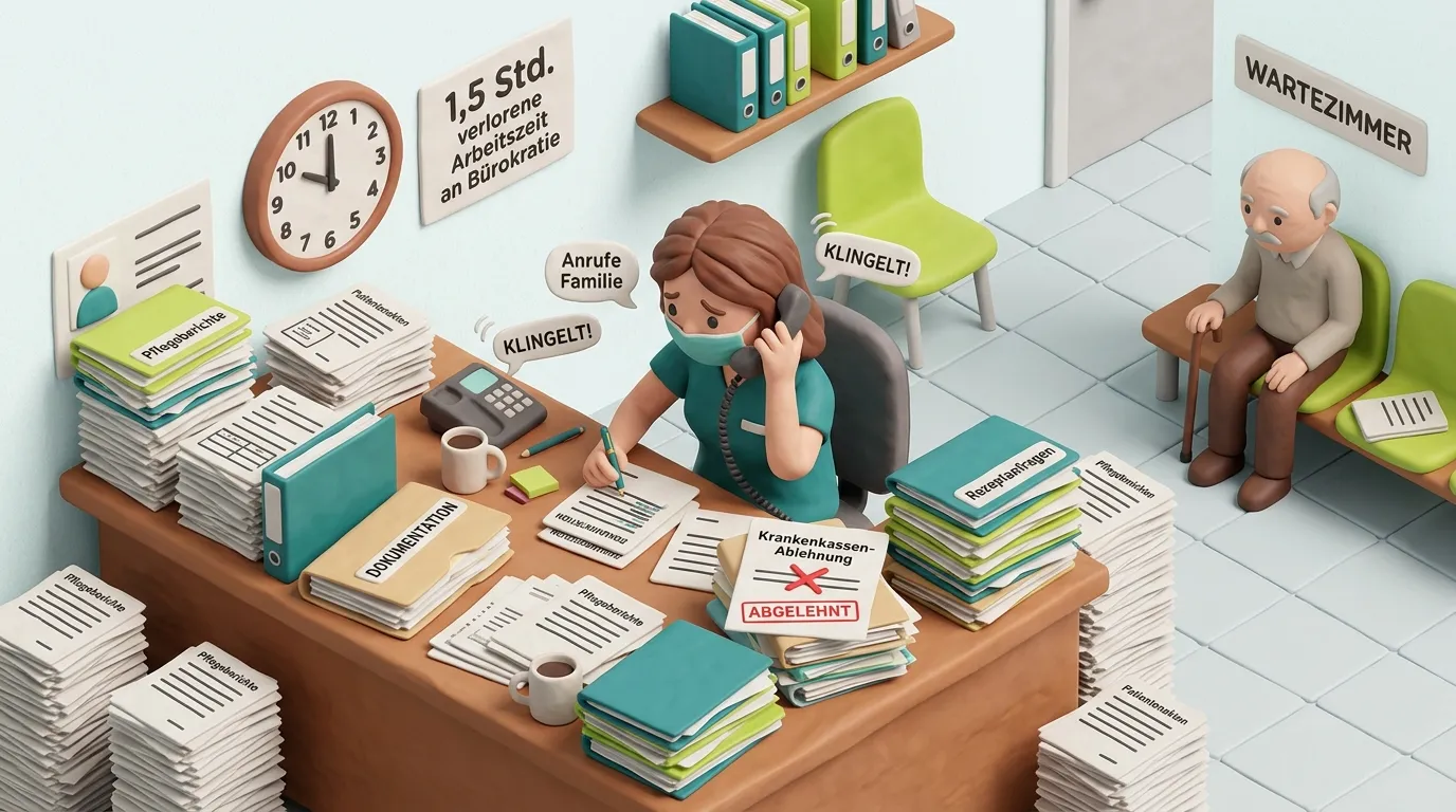 Pflegedienst – Pflegekräfte verbringen Zeit mit Papierdokumentation statt Pflege