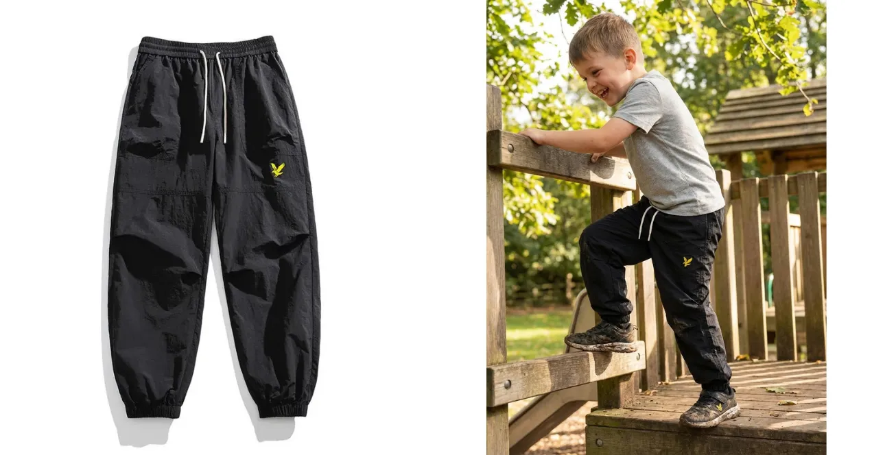 Freisteller und Lifestyle-Produktbild Bekleidung — AD-Base Agency Produktbild Beispiel — Freisteller Kinderbekleidung und Lifestyle-Visualisierung Outdoor-Szene