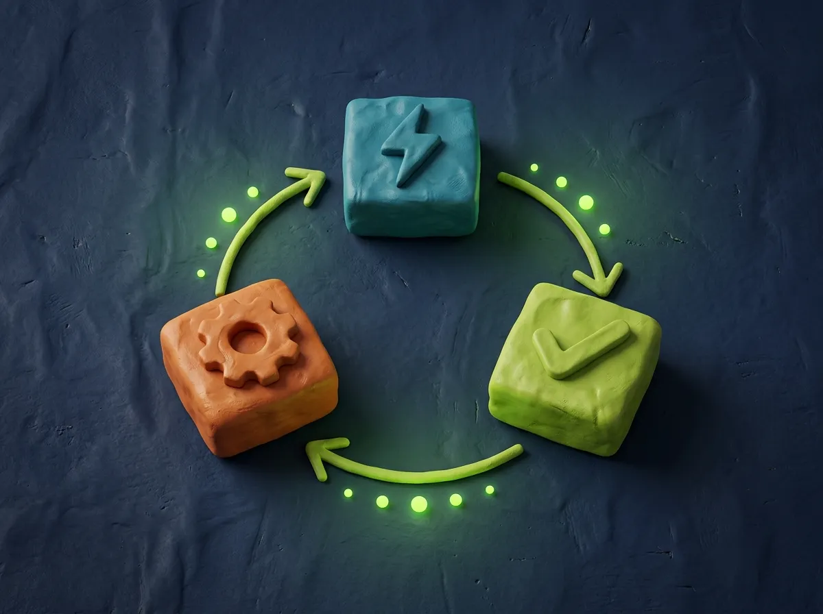 KI-Automatisierung verbindet verschiedene Tools und überträgt Daten automatisch — Clay 3D Illustration