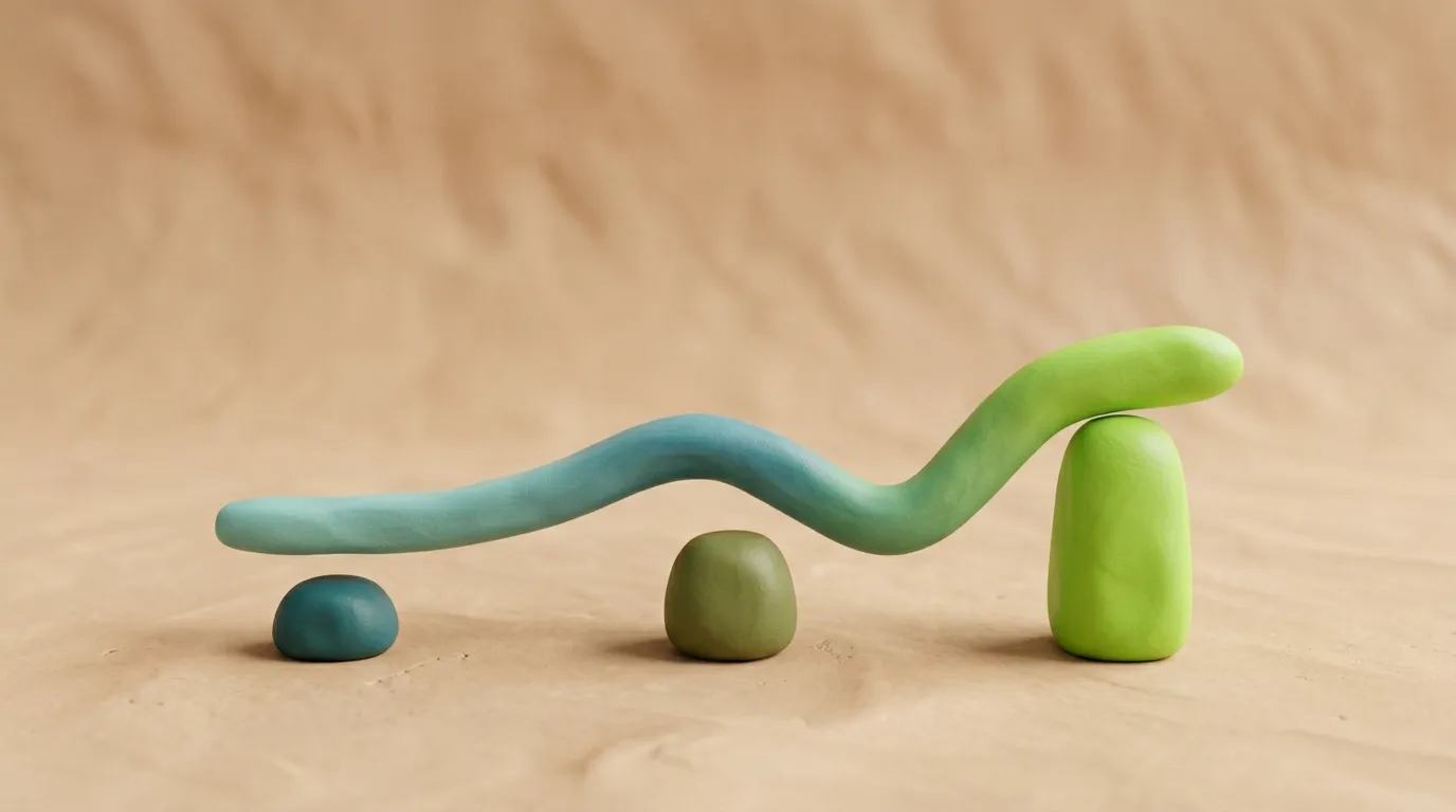 Clay-Zeitlinie zeigt Local SEO Aufbau über 6 Monate — eine wachsende Kurve aus Teal und Lime-Grün symbolisiert steigende Sichtbarkeit