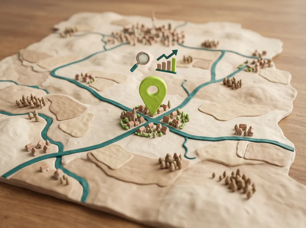 SEO Agentur Königs Wusterhausen: Clay-Karte zeigt Standort-Pin im Landkreis Dahme-Spreewald mit Google-Suchsymbol