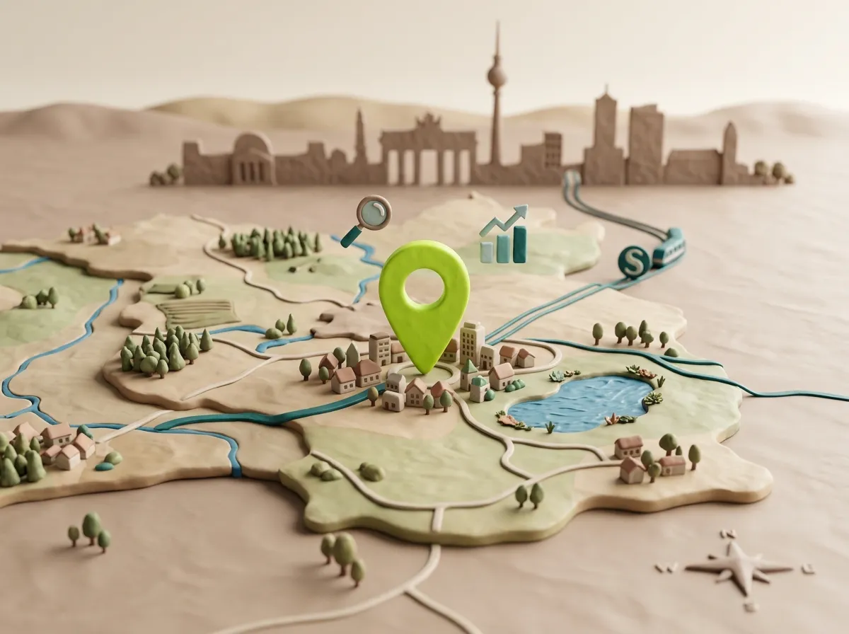 SEO Agentur Strausberg: Clay-Karte mit Standort-Pin im Landkreis Märkisch-Oderland